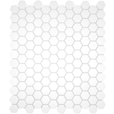 White Matte 1”x1” Hexagon